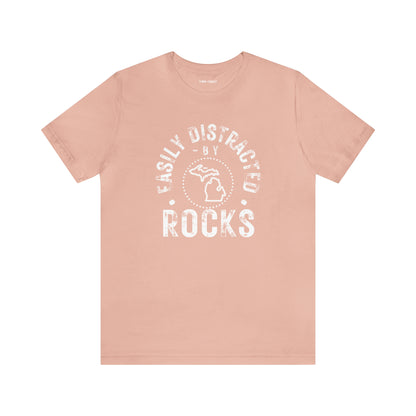 Easily Distracted by Rocks, Unisex Jersey Short Sleeve Tee