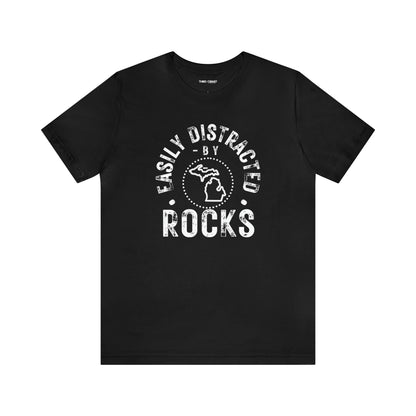 Easily Distracted by Rocks, Unisex Jersey Short Sleeve Tee