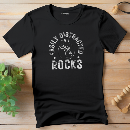 Easily Distracted by Rocks, Unisex Jersey Short Sleeve Tee