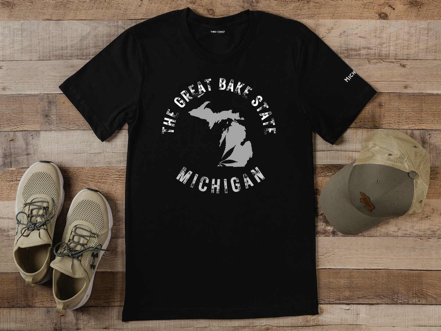 Michigan "The Great Bake State" with Cannibas leaf - Unisex Jersey Short Sleeve Tee